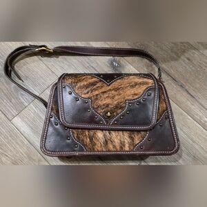 Brown Leather and Fur Women's Bag